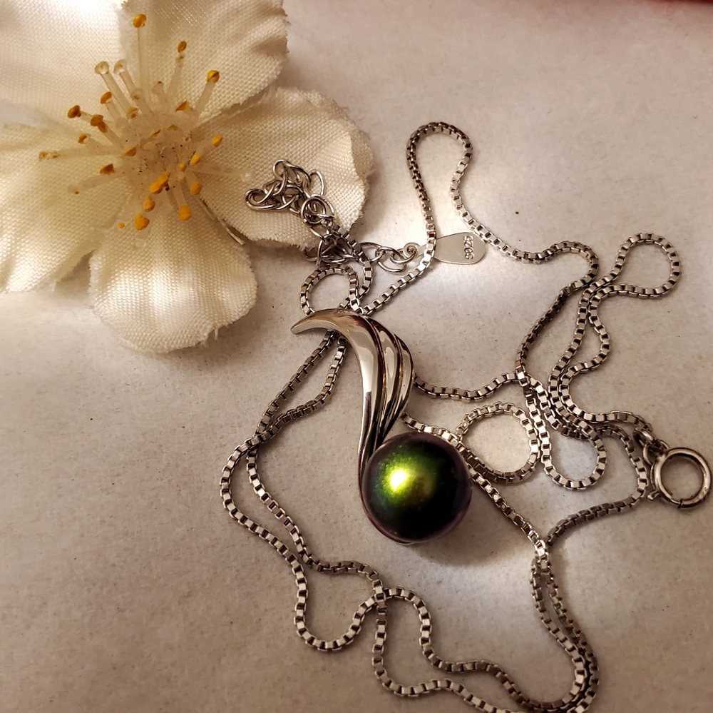 NEW Sterling Silver Eighth Note  Tahitian Pearl Pendant - Picture 8 of 8